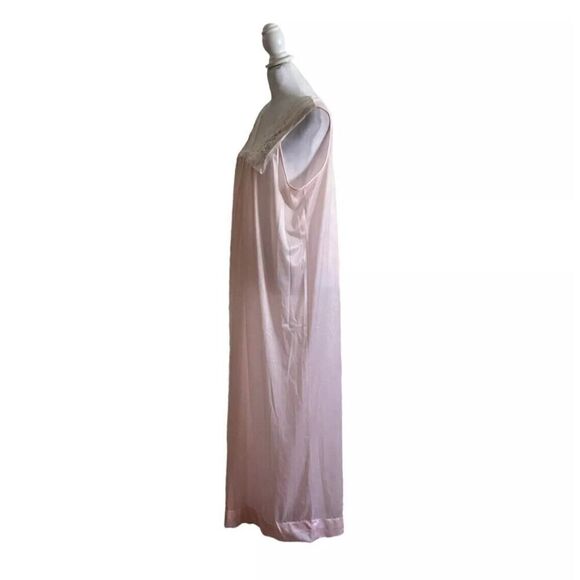 Vintage Victorian Style Light Pink Lace Trim Womens Intimates Slip Night Gown - Picture 5 of 9